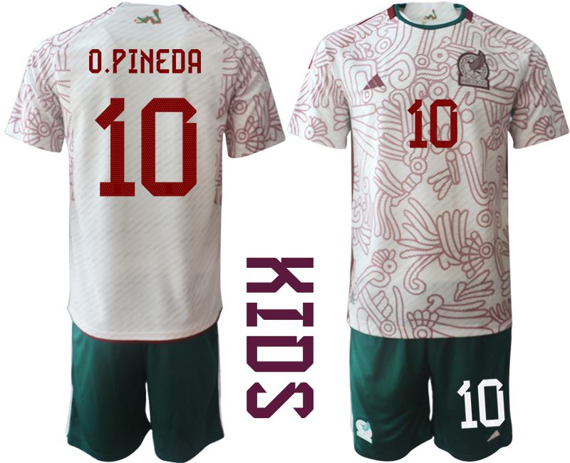 Youth 2022 World Cup National Team Mexico away white #10 Soccer Jersey